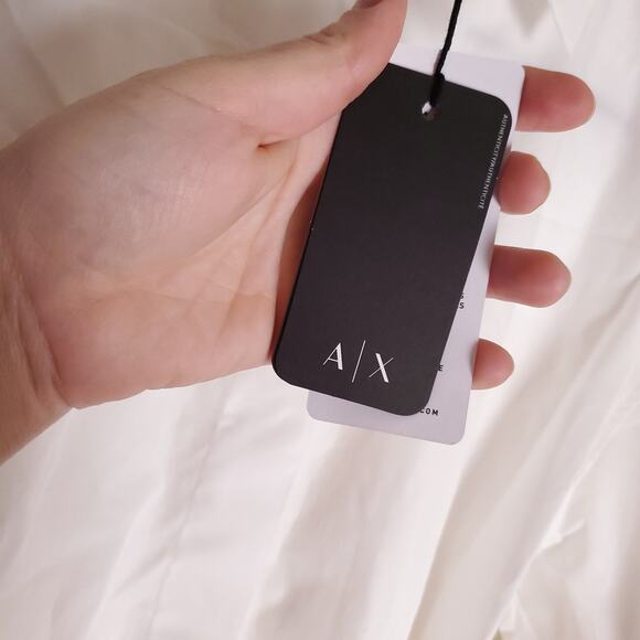 NWT ARMANI EXCHANGE A|X White Quiet Luxury Collared Button Up Shirt Dress Sz 2 - Picture 6 of 16